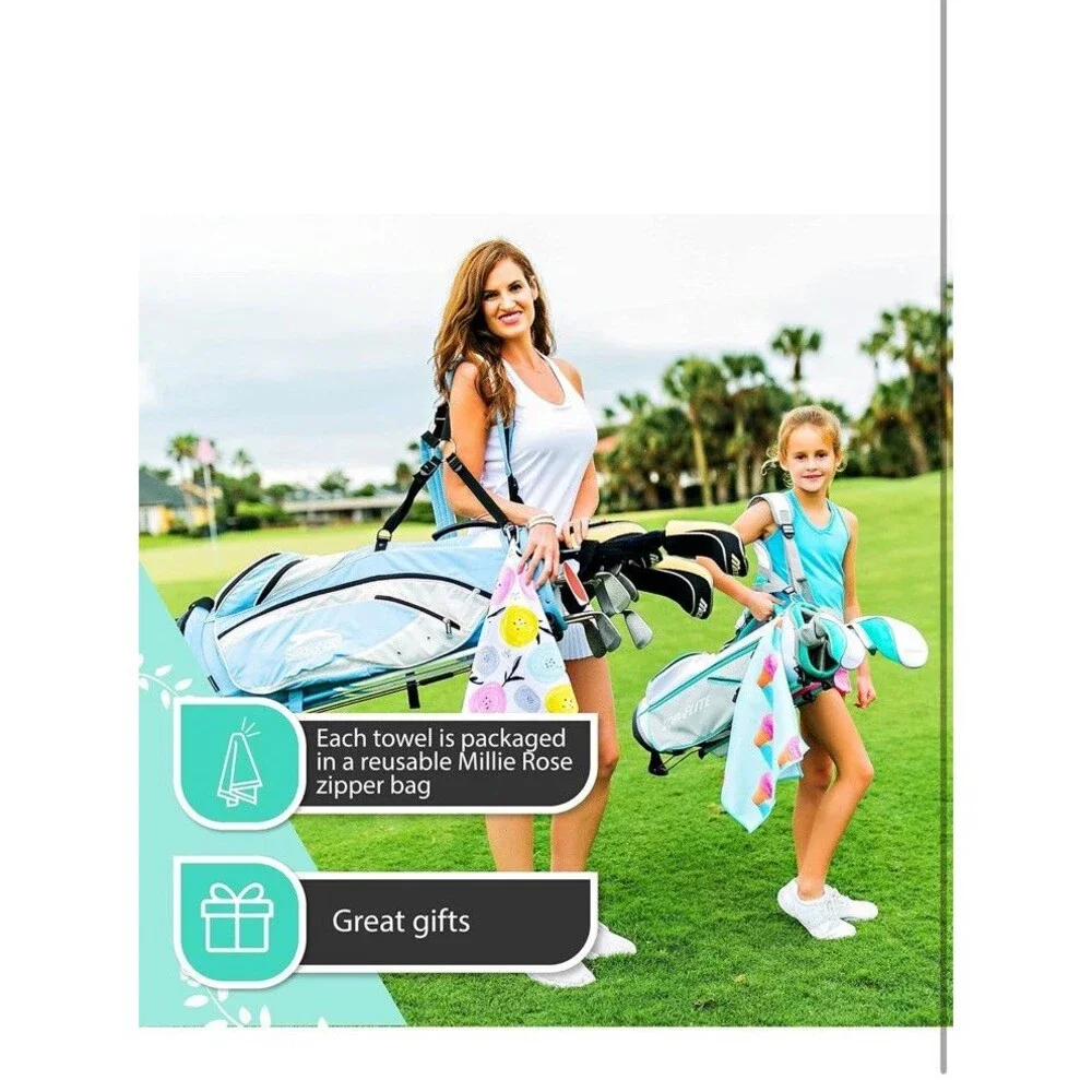 Millie Rose Pickleball Towel | Paddle and Balls Pickleball Towel Super Cute Gift